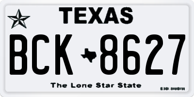 TX license plate BCK8627