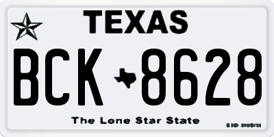 TX license plate BCK8628