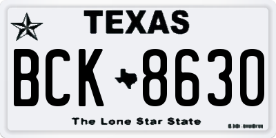 TX license plate BCK8630
