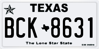 TX license plate BCK8631