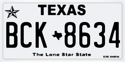 TX license plate BCK8634