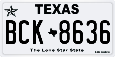 TX license plate BCK8636