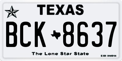 TX license plate BCK8637