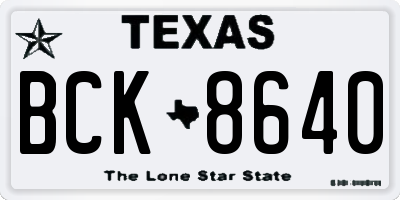 TX license plate BCK8640