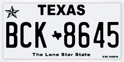 TX license plate BCK8645