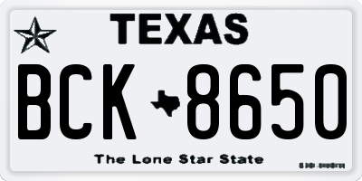 TX license plate BCK8650