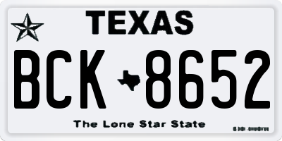 TX license plate BCK8652