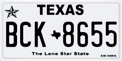 TX license plate BCK8655