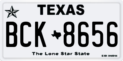 TX license plate BCK8656