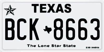 TX license plate BCK8663