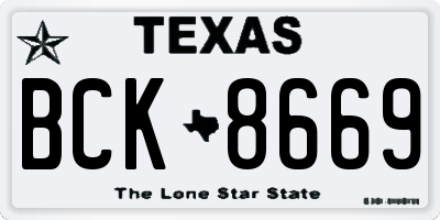TX license plate BCK8669