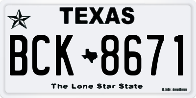 TX license plate BCK8671