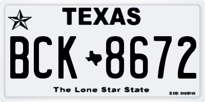 TX license plate BCK8672