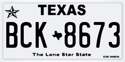 TX license plate BCK8673