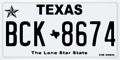 TX license plate BCK8674