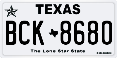 TX license plate BCK8680