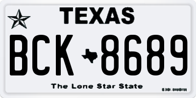 TX license plate BCK8689