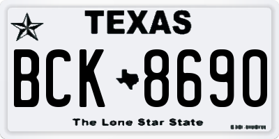TX license plate BCK8690