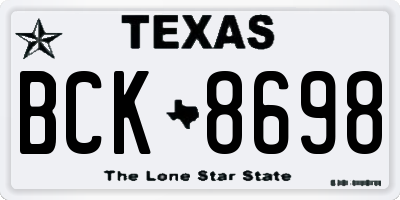 TX license plate BCK8698