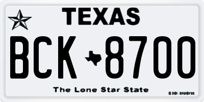 TX license plate BCK8700