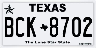 TX license plate BCK8702
