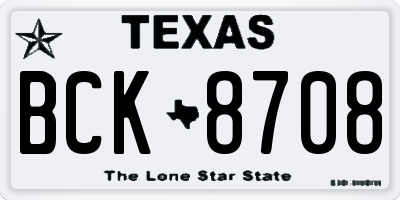 TX license plate BCK8708