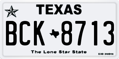TX license plate BCK8713