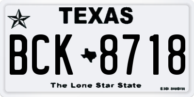 TX license plate BCK8718