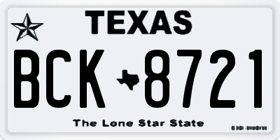 TX license plate BCK8721