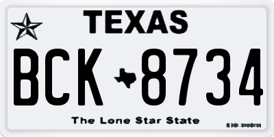 TX license plate BCK8734
