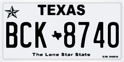 TX license plate BCK8740