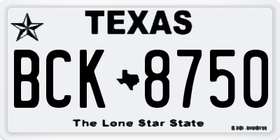 TX license plate BCK8750