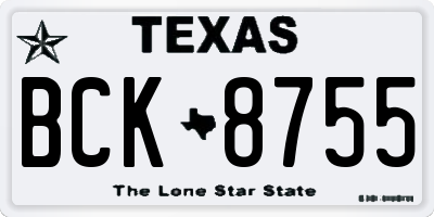 TX license plate BCK8755