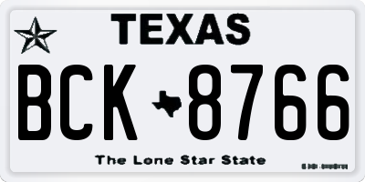 TX license plate BCK8766
