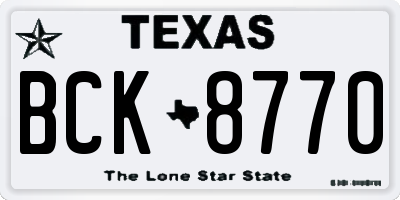 TX license plate BCK8770