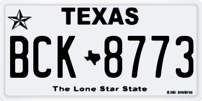 TX license plate BCK8773