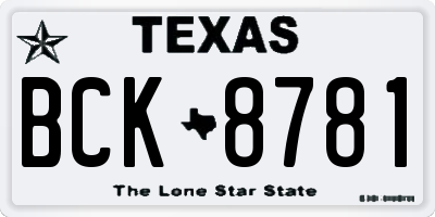TX license plate BCK8781