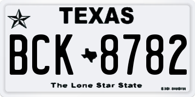 TX license plate BCK8782