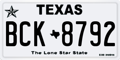 TX license plate BCK8792