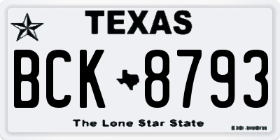 TX license plate BCK8793