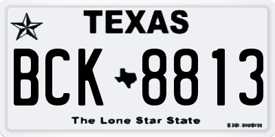 TX license plate BCK8813