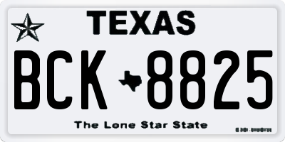 TX license plate BCK8825