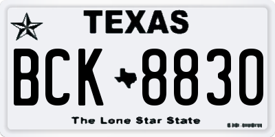 TX license plate BCK8830