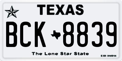 TX license plate BCK8839