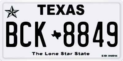 TX license plate BCK8849