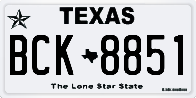 TX license plate BCK8851