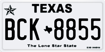 TX license plate BCK8855