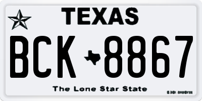TX license plate BCK8867