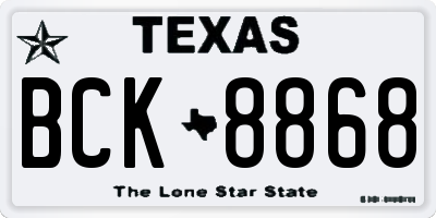 TX license plate BCK8868