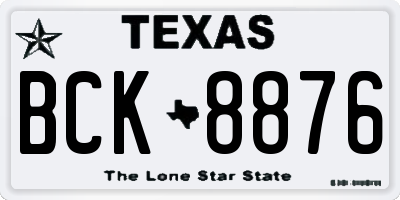 TX license plate BCK8876
